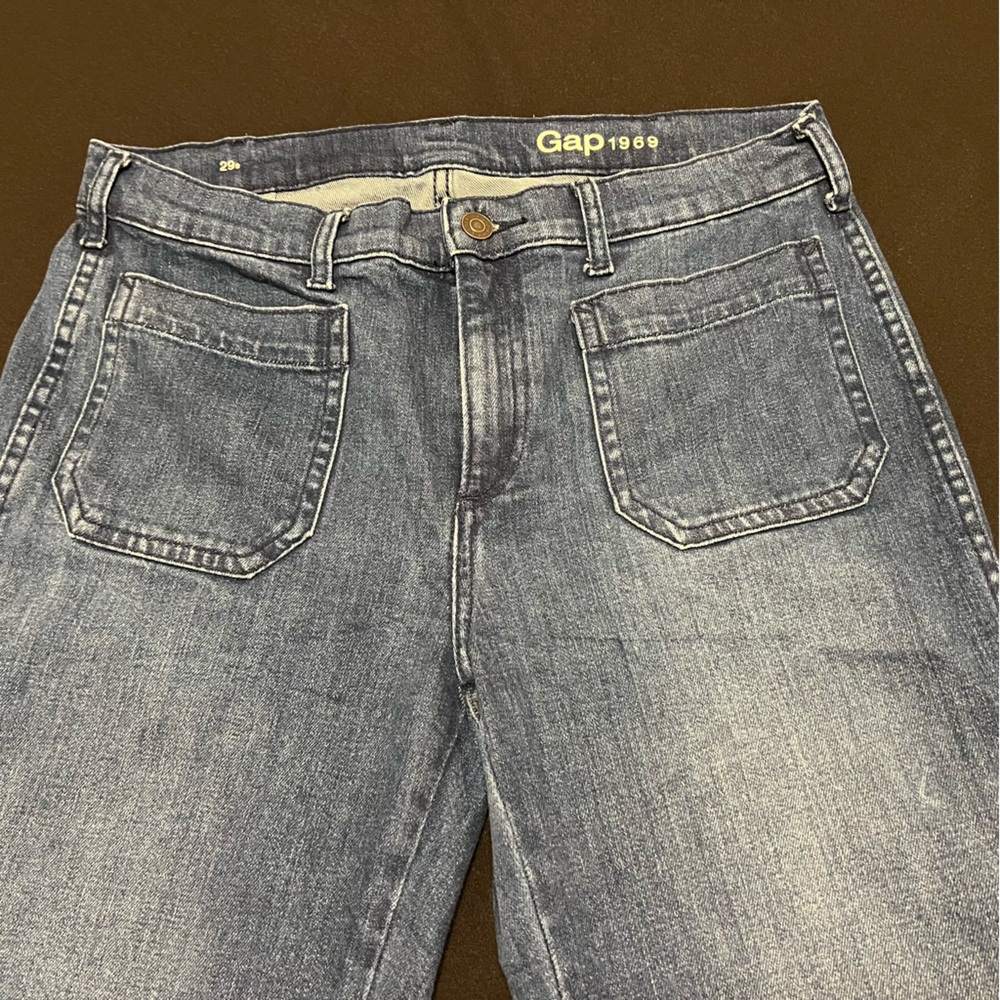 GAP 1969 Flare Patch Authentic mid Rise Size 8Short 29s Women’s Denim Jeans - Picture 2 of 11